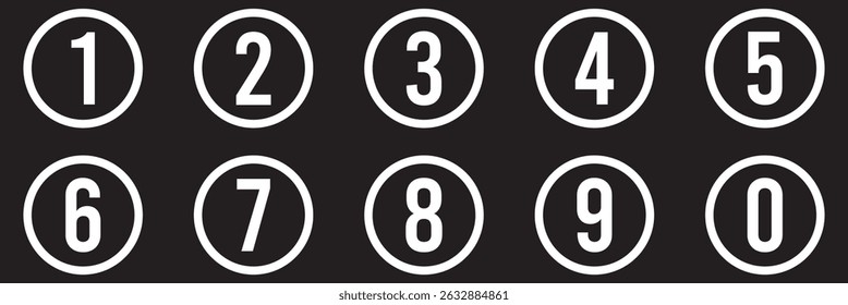 
Bullet Points icon set in line style, Simple round numbers. Set of 1-9 number simple symbol. Numbers in line circles icon vector. editable stroke isolated on white linear vector outline illustration.