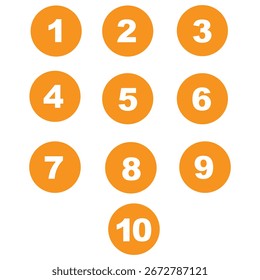 Definição do ícone Pontos marcadores. Simples números redondos em estilo plano, Conjunto de 1-10 números. eps 10