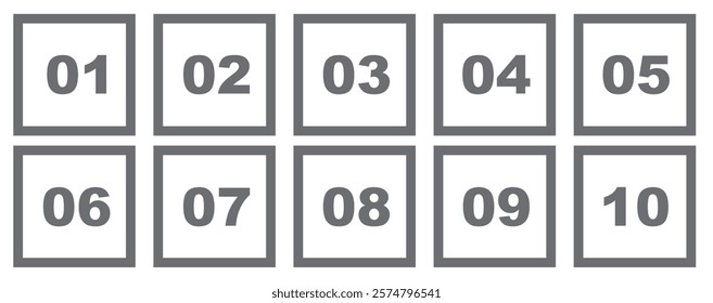 bullet points icons set in line style simple round numbers in flat style set of 1 to 10 numbers sign simple black symbols for UI apps and websites vector illustration