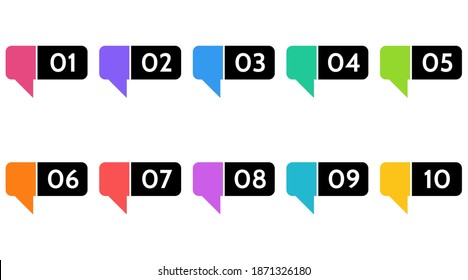 Sammelpunkte, Infomarkierungen. Symbol-Pfeil-Set. Nummernflags 1 bis 12 Flache Designliste, Schaltfläche, einzelne Vektorgrafik. Infografik.