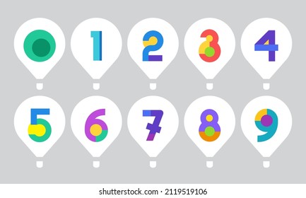 Bullet points, info markers. numbers 1,2,3,4,5,6,7,8,9,0 Flat design infographic isolated vector illustration