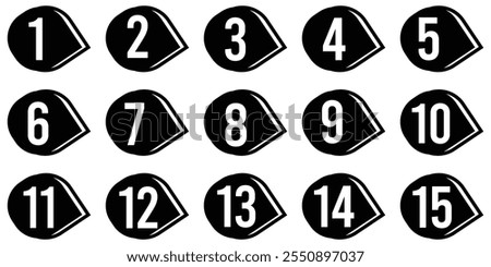  Bullet points, info markers. Bullet points set. Bullet point number font icon. Bullet point with number collection. vector illustration on white background eps 10.