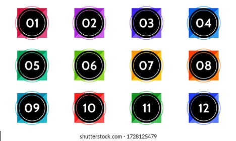 Bullet points, info markers. Triangle icon arrow set.  Number Flags 1 to 10 Flat design isolated vector.