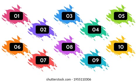 Bullet points, info markers. Triangle icon arrow set.  Number Flags 1 to 10 Flat design isolated vector.