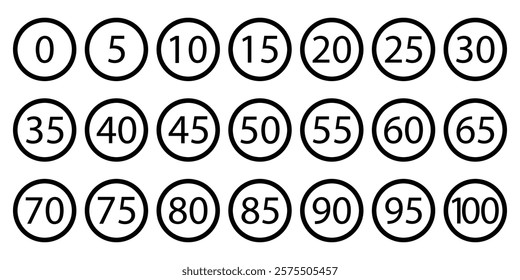 Bullet Points, info markers, Triangle icon arrow set, Number, Flags, 0, 1 to 100, Flat, design, isolated, vector.