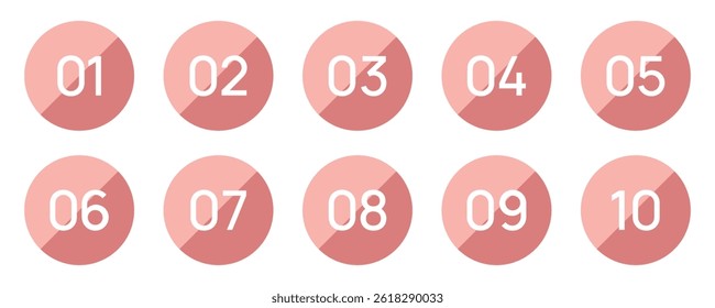 Bullet points, info markers. Triangle icon arrow set. Number Flags 1 to 10 Flat design isolated vector. Vector illustration