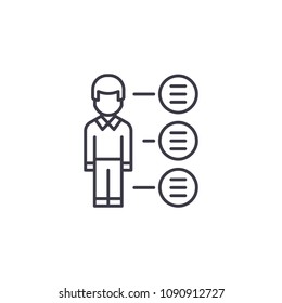 Bullet points linear icon concept. Bullet points line vector sign, symbol, illustration.