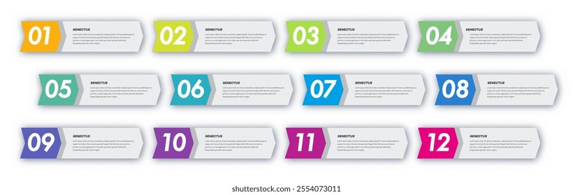 Bullet points numbers from 1 to 12 list markers