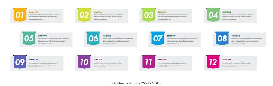 Bullet points numbers from 1 to 12 list markers