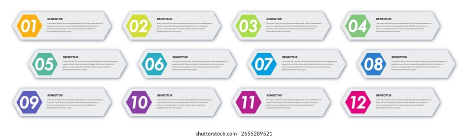 Bullet points numbers from 1 to 12 list markers