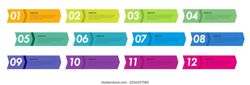 Bullet points numbers from 1 to 12 list markers