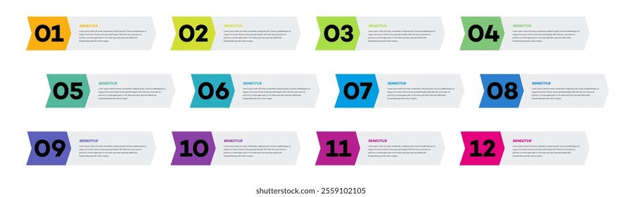 Bullet points numbers from 1 to 12 list markers