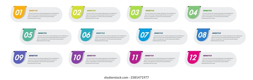 Bullet points numbers from 1 to 12 list markers