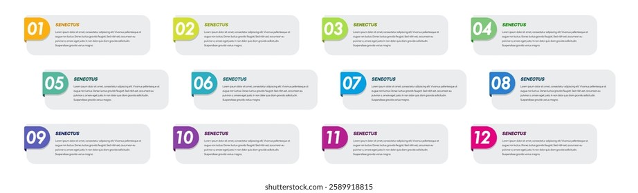 Bullet points numbers from 1 to 12 list markers