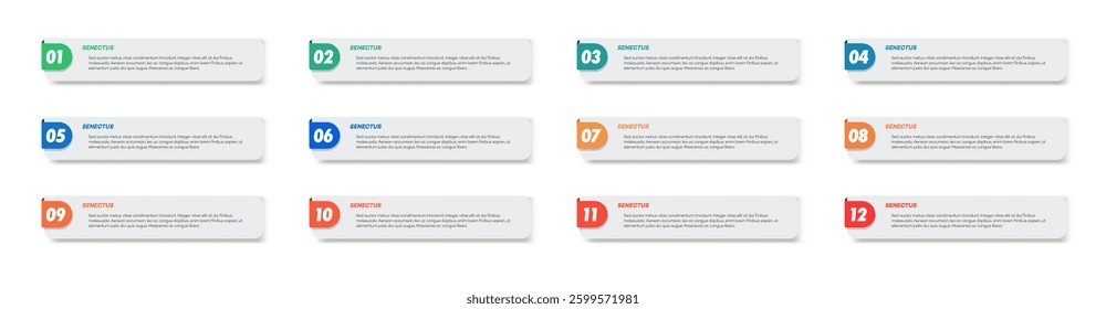 Bullet points numbers from 1 to 12 list markers
