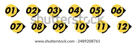 Bullet points numbers from 1 to 12 list