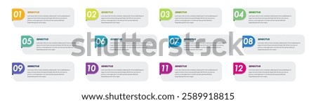 Bullet points numbers from 1 to 12 list markers