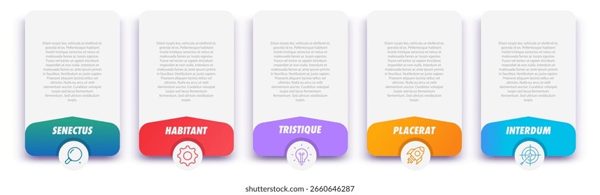 Bullet points numbers from 1 to 5 list markers modern style colorful modern typography vector