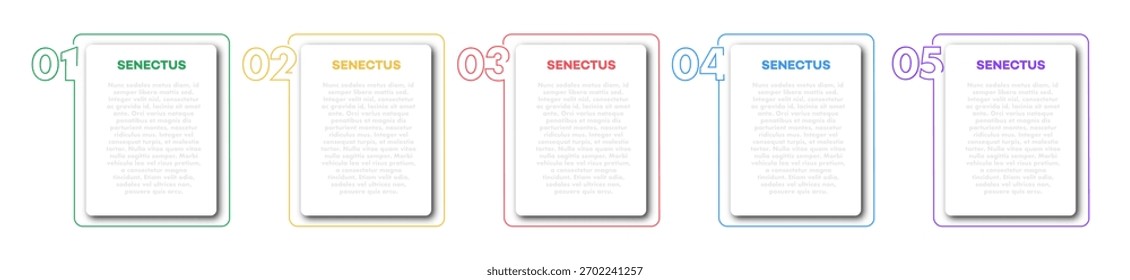 Marcador aponta números de 1 a 5 marcadores de lista, tipografia de cartão para a visualização de progresso, apresentação, banner, site, processo