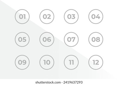 Bullet Points Numbers from One to Twelve