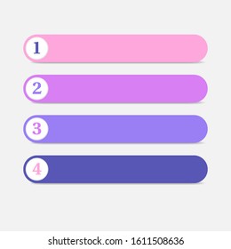 Bullet points with numbers. Vector colorful boxes