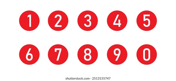 Bullet points set. Pins numbered 1 to 10. Vector illustration