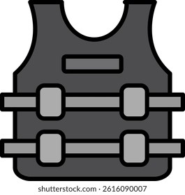 Bullet Proof Jacket Line Vector Icon Design