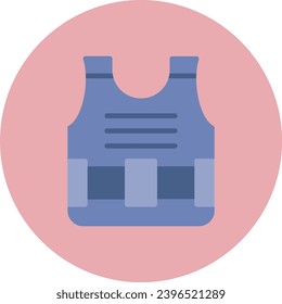 Bullet Proof Jacket Vector Icon Flat Circle Style