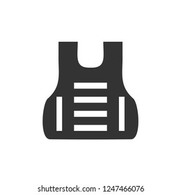Bullet proof vest body armor suit. Icon Flat