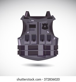 bullet proof vest. body armor suit. protect - vector illustration