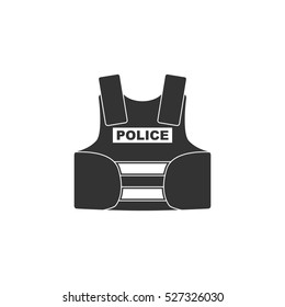 Bullet Proof Vest Body Armor Suit Icon Flat. Illustration Isolated Vector Sign Symbol