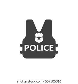 Bullet Proof Vest Body Armor Suit Icon On The White Background