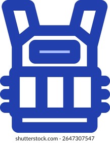 ícone de colete à prova de balas design de estilo azul