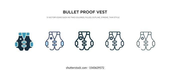 bullet proof vest icon in different style vector illustration. two colored and black bullet proof vest vector icons designed in filled, outline, line and stroke style can be used for web, mobile, ui