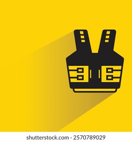 bullet proof vest icon with shadow on yellow background