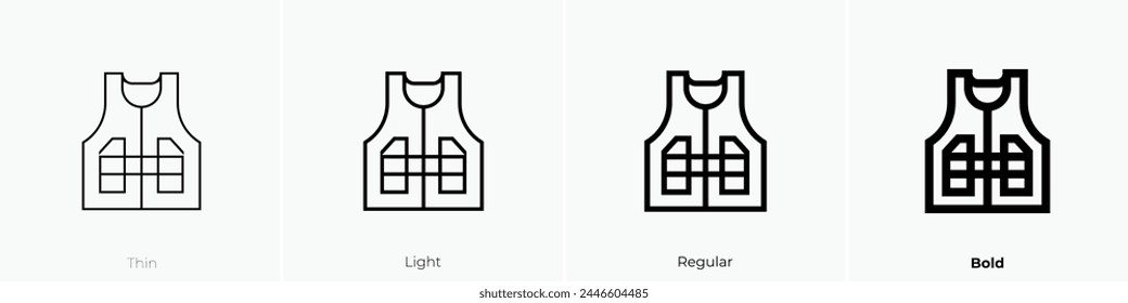 bullet proof vest icon. Thin, Light Regular And Bold style design isolated on white background