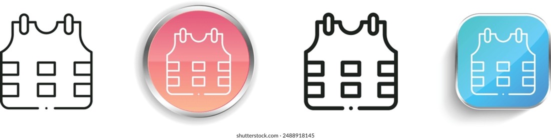 bullet proof vest icon. Thin Linear, Regular and Button Style Design Isolated On White Background