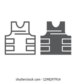 Bullet Proof Vest Line And Glyph Icon, Security And Uniform, Armor Jacket Sign, Vector Graphics, A Linear Pattern On A White Background.