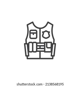 Bullet-Fest-Symbol. lineares Stilzeichen für mobiles Konzept und Webdesign. Umriss-Vektorsymbol für Körperpanzer. Symbol, Logo-Abbildung. Vektorgrafik