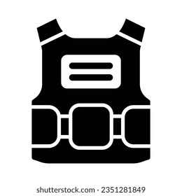 Bullet Proof Vest Vector Glyph Icon For Personal And Commercial Use.
