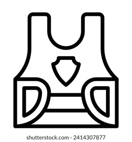 Bullet Proof Vest Vector Line Icon Design