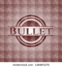 Bullet red emblem with geometric background. Seamless.