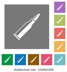 Bullet rifle ammo with gloss flat icons on simple color square backgrounds