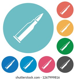 Bullet rifle ammo with gloss flat white icons on round color backgrounds