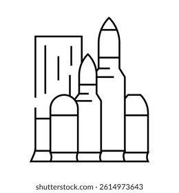 bullet set for gun line icon vector. bullet set for gun sign. isolated contour symbol black illustration
