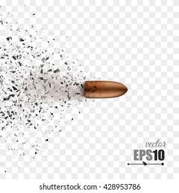 Bullet Shot Smashed The Glass In The Splinters. Vector Illustration