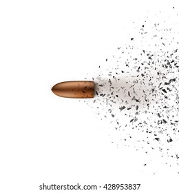 Bullet Shot Smashed The Glass In The Splinters. Vector Illustration