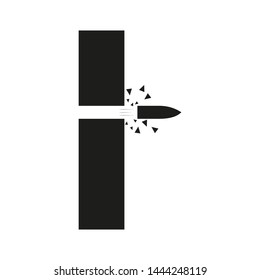 bullet shot smashed the walls on white background. Poster or flyer design concept . Vector illustration