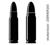 A bullet silhouette illustration with white background