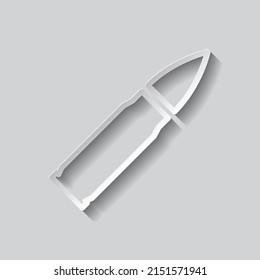 Icono de bala simple. Diseño plano. Estilo de papel con sombra. Fondo gris.ai